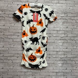 PatPat Halloween Girls Dress 6-7Y Bodycon Ruched All Over Print NEW